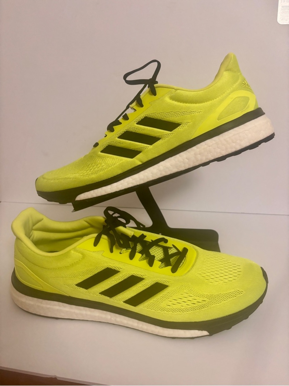 Adidas Bright Yellow Running Sneakers with Black Stripes Mens size 15